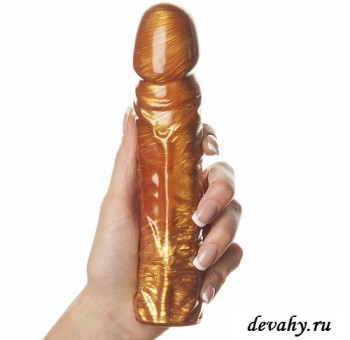 Секс шоп (интим магазин) Золотой и бархатистый фаллоимитатор Radiant Gems 8 Dong Gold