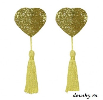 Секс шоп (интим магазин) Накладки на Соски с кисточками - Hollywood Tassels, золотистые