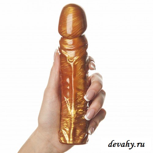 Золотой и бархатистый фаллоимитатор Radiant Gems 8 Dong Gold