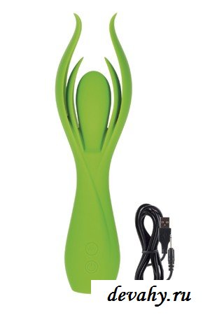 Изящный вибромассажер с Двойными Лепестками Lust by JOPEN L7 перезаряжаемый зеленый