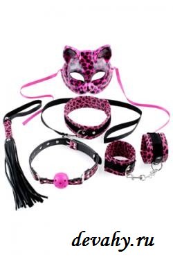 Набор для Бондажа Fetish Fantasy Series Kinky Kitty Kit черный с розовым с раскраской гепарда