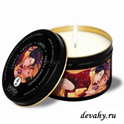 Вкусная массажная Свеча Shunga Экзотические фрукты,200 мл