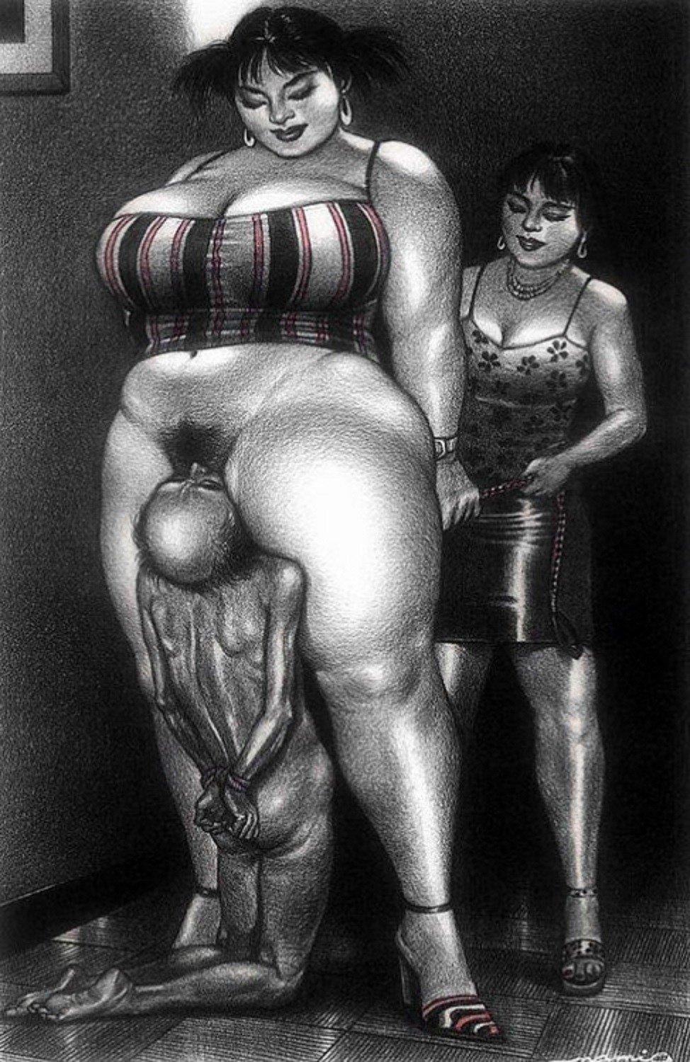 Толстая хозяйка и раб порнографии